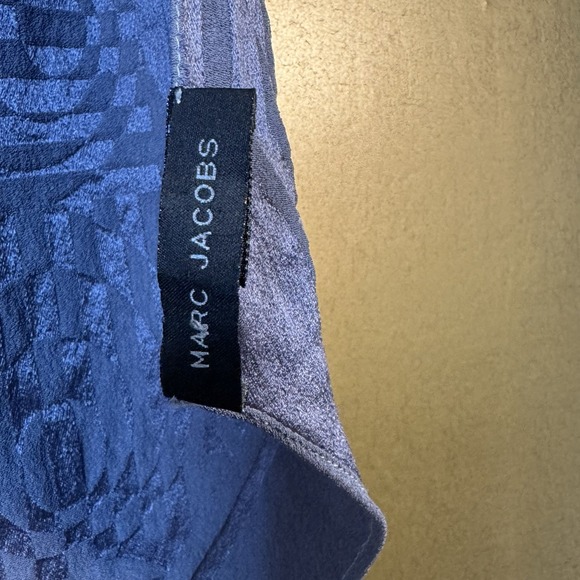 Marc Jacob's 100% Silk Scarf Purple Two Tone Geometric Pointed Ends - Picture 12 of 16